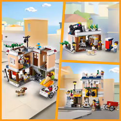 LEGO Creator 3 in 1 Downtown Noodle Shop House  Transforms from Noodle Shop to Bike Shop to Arcade  Modular Building Set  Toy Gift for Kids 8 Years an