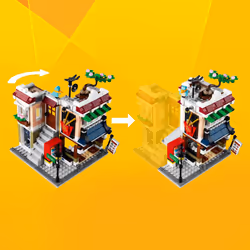 LEGO Creator 3 in 1 Downtown Noodle Shop House  Transforms from Noodle Shop to Bike Shop to Arcade  Modular Building Set  Toy Gift for Kids 8 Years an - Additional view 4