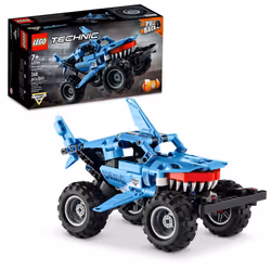 LEGO Technic Monster Jam Megalodon Building Set 2 in 1 Pull Back Shark Truck to Lusca Low Racer Car Toy DIY Building Toy Id ...
