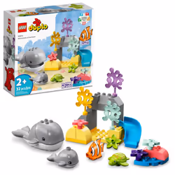 LEGO DUPLO Wild Animals of The Ocean Set 10972 with Whale and Turtle Sea Animal Figures & Playmat Educational Toys with Fun ...