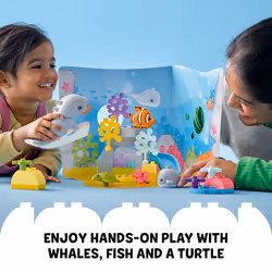 LEGO DUPLO Wild Animals of The Ocean Set 10972  with Whale and Turtle Sea Animal Figures & Playmat  Educational Toys with Fun Colors for Toddlers 2 Pl