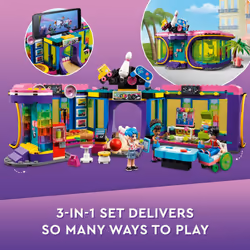 LEGO Friends Roller Disco Arcade Set 41708  Toy Bowling Game  Andrea Mini-Doll Included  Birthday Present Idea for Kids  Girls and Boys 7+  Fun Playse