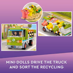 LEGO Friends Recycling Truck Toy 41712 - Set Includes Garbage Sorting Bins  Emma and River Mini Dolls  Educational Learning Toys for Kids 6+ Years Old