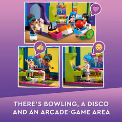 LEGO Friends Roller Disco Arcade Set 41708  Toy Bowling Game  Andrea Mini-Doll Included  Birthday Present Idea for Kids  Girls and Boys 7+  Fun Playse