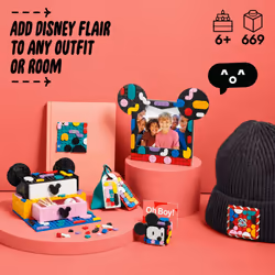 LEGO DOTS Disney Mickey & Minnie Mouse Back-to-School Project Box 41964 6in1 Toy Arts and Crafts Building Set with Bag Tags  Sticker Patch and Desk Ti