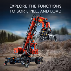LEGO Technic Material Handler Crane 42144 Building Toy Set for Kids  B