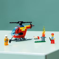 LEGO City Fire Helicopter Toy 60318 for Preschool Kids  Boys and Girls 4 Plus Years Old  with Firefighter Minifigure & Starter Brick
