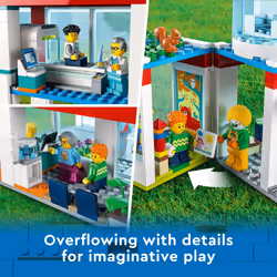 LEGO City Hospital Building Set 60330 with Toy Ambulance  Rescue Helic
