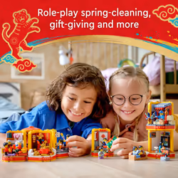LEGO Lunar New Year Traditions 80108 Building Kit; Gift Toy for Kids Aged 8 and Up; Building Set Featuring 6 Festive Scenes and 12 Minifigures  Includ