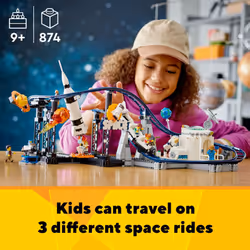 LEGO Creator 3 in 1 Space Roller Coaster  Rebuildable Amusement Park  Build as a Winding Roller Coaster or Drop Tower or Spinning Carousel  with 5 Min