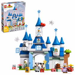 LEGO DUPLO Disney 3in1 Magic Castle Building Set for Family Play with 5 Disney Figures Including Mickey Minnie and Their Fr ...
