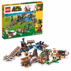 LEGO Super Mario Diddy Kong's Mine Cart Ride Expansion Set 71425 Collectible Building Toy with Brick Built Funky Kong Figure ...