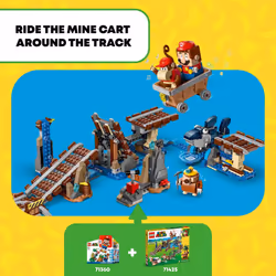 LEGO Super Mario Diddy Kong's Mine Cart Ride Expansion Set 71425  Collectible Building Toy with Brick Built Funky Kong Figure  Super Mario Gift Set fo