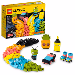 LEGO Classic Creative Neon Colors Fun Brick Box Set 11027 Building Toy to Create a Car Pineapple Alien Roller Skates and ...