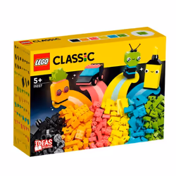 LEGO Classic Creative Neon Colors Fun Brick Box Set 11027  Building Toy to Create a Car  Pineapple  Alien  Roller Skates  and More  Hands-on Learning