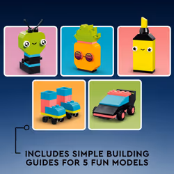 LEGO Classic Creative Neon Colors Fun Brick Box Set 11027  Building Toy to Create a Car  Pineapple  Alien  Roller Skates  and More  Hands-on Learning - Additional view 4