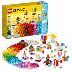 LEGO Classic Creative Party Box Bricks Set 11029  Family Games to Play Together  Includes 12 Mini-Build Toys: Teddy Bear  Clown  Unicorn  Fun for All