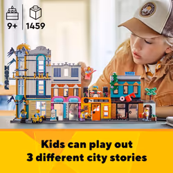 LEGO Creator Main Street 31141 Building Toy Set  3 in 1 Features a Toy City Art Deco Building  Market Street Hotel  Caf? Music Store and 6 Minifigures