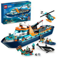 LEGO City Arctic Explorer Ship 60368 Building Toy Set  Fun Toy Gift for 7 Year Old Boys and Girls  with a Floatable Boat  Helicopter  Dinghy  ROV Sub