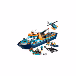 LEGO City Arctic Explorer Ship 60368 Building Toy Set  Fun Toy Gift for 7 Year Old Boys and Girls  with a Floatable Boat  Helicopter  Dinghy  ROV Sub