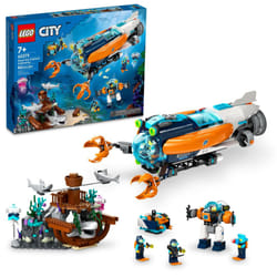 LEGO City Deep-Sea Explorer Submarine 60379 Building Toy Set  Ocean Submarine Playset with Shipwreck Setting  6 Minifigures and 3 Shark Figures for Im