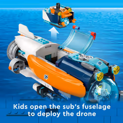 LEGO City Deep-Sea Explorer Submarine 60379 Building Toy Set  Ocean Submarine Playset with Shipwreck Setting  6 Minifigures and 3 Shark Figures for Im