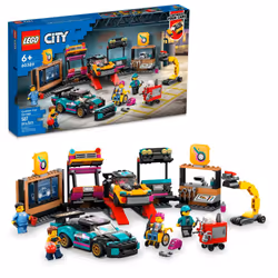 LEGO City Custom Car Garage 60389  Toy Garage Building Set with 2 Customizable Cars and Car Accessories  Pretend Play Mechani ...