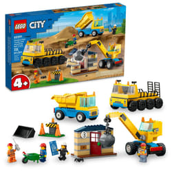 LEGO City Construction Trucks and Wrecking Ball Crane 60391 Building Toy Set for Toddler Kids Ages 4+  Includes 3 Construction Vehicles  an Abandoned