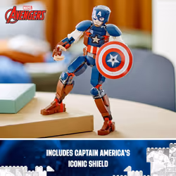 LEGO Marvel Captain America Construction Figure 76258 Buildable Marvel Action Figure  Posable Marvel Collectible with Attachable Shield for