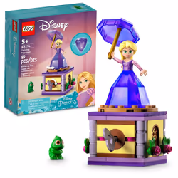 LEGO Disney Princess Twirling Rapunzel 43214 Building Toy with Diamond Dress Mini-Doll and Pascal The Chameleon Figure Wind ...