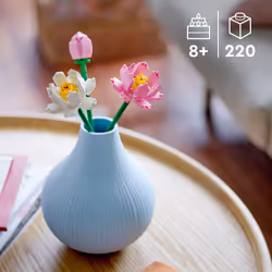 LEGO Lotus Flowers Building Kit  Artificial Flowers for Decoration  Idea  Aesthetic Room D?cor for Kids  Building Toy for Girls and Boys Age