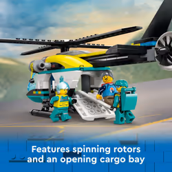 LEGO City Emergency Rescue Helicopter  Toy Aircraft Playset for Kids  Fun Gift for Boys and Girls Aged 6 Plus  Hiker  Rescuer  and Pilot Minifigures