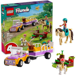 LEGO Friends Horse and Pony Trailer Playset  Building Toy for Kids  Creative Play Gift with Liann and Zoya Characters and 2 Animal Figures  Toy for 4