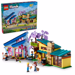 LEGO Friends Olly and Paisley's Family Houses Toy for Kids with 5 Mini-Doll Figures for Creative Play Two-Story Home with Tr ...
