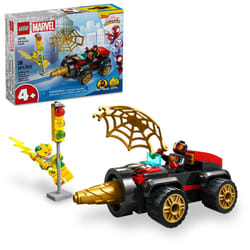 LEGO Marvel Drill Spinner Vehicle  Miles Morales Spin Car with 2 Minifigures  Marvel Toy from Disney+ TV Series Spidey and His Amazing Friends  Gift f