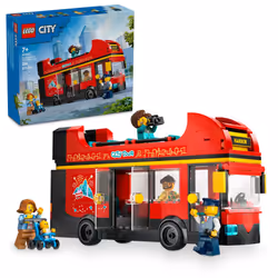 LEGO City Red Double-Decker Sightseeing Bus Toy Vehicle Set Birthday Gift for 7 Year Olds London Bus for Kids Double-Deck ...