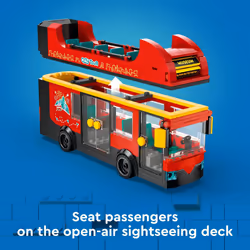 LEGO City Red Double-Decker Sightseeing Bus Toy Vehicle Set  Birthday Gift for 7 Year Olds  London Bus  for Kids  Double-Decker Bus Toy  5 Characters