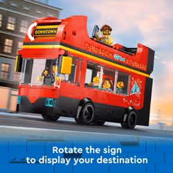 LEGO City Red Double-Decker Sightseeing Bus Toy Vehicle Set  Birthday Gift for 7 Year Olds  London Bus  for Kids  Double-Decker Bus Toy  5 Characters