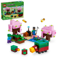 LEGO Minecraft The Cherry Blossom Garden  Video Game Toy for Kids  Building Set with 2 Minecraft Minifigures  Bees and a Sniffer Figure  Hands-on Mine