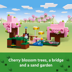 LEGO Minecraft The Cherry Blossom Garden  Video Game Toy for Kids  Building Set with 2 Minecraft Minifigures  Bees and a Sniffer Figure  Hands-on Mine