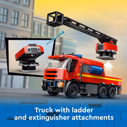 LEGO City Fire Station with Fire Truck Toy - Kids Toy Building Sets with 2 Fire Truck Attachments - Gifts for Boys & Girls Ages 6+ - Pretend Play Set