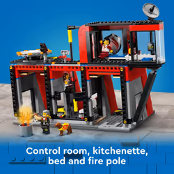 LEGO City Fire Station with Fire Truck Toy - Kids Toy Building Sets with 2 Fire Truck Attachments - Gifts for Boys & Girls Ages 6+ - Pretend Play Set - Additional view 4
