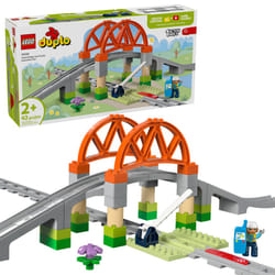 LEGO DUPLO Town Train Bridge and Tracks Expansion Set - 10 Extra Pieces of Train Tracks - Preschool and Toddler Train Set  Ages 2+ - Building Toy for