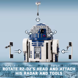 LEGO Star Wars R2-D2 Brick Built Droid Figure  Collectible Star Wars Room D?cor with Exclusive 25th Anniversary Minifigure Darth Malak  Creative Play