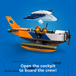 LEGO City Jungle Explorer Water Airplane Toy - Kids Toy Adventure Building Set for Boys and Girls  Ages 6+ - with 2 Minifigures for Pretend Play - Gif