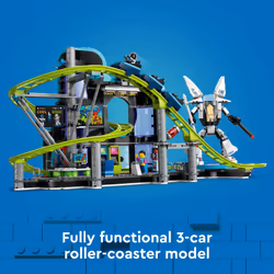 LEGO City Robot World Roller-Coaster Park Adventure Toy  Arcade Themed Roller Coaster Set with Posable Mech Action Figure and 8 Minifigures  Creative