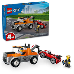 LEGO City Tow Truck and Sports Car Repair Building Set  Kids Gift Idea with 2 Minifigures and Accessories Including a Cochlear Implant  Pretend Play T