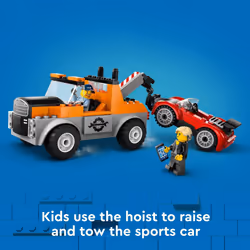 LEGO City Tow Truck and Sports Car Repair Building Set  Kids Gift Idea with 2 Minifigures and Accessories Including a Cochlear Implant  Pretend Play T