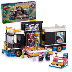 LEGO Friends Pop Star Music Tour Bus Play Together Toy  Social-Emotional Musical Toy with 4 Mini-Doll Characters  Toy Truck Building Kit  Music Gift f