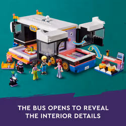 LEGO Friends Pop Star Music Tour Bus Play Together Toy  Social-Emotional Musical Toy with 4 Mini-Doll Characters  Toy Truck Building Kit  Music Gift f